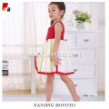 Red&yellow stripe chiffon dress with big ruffles